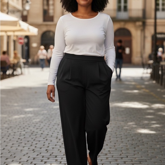 Briggs New York Pants - Briggs New York Black High-Rise Wide-Leg Pants